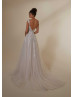 Cap Sleeves Beaded Ivory 3D Lace Tulle Fashion Wedding Dress
